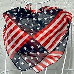 Vintage Patriotic American Flag Stars Stripes Scarf 20 X 20